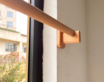 Soporte para cortinas de madera de haya, sujetadores para cortinas, decoración del hogar, soporte de madera maciza, soporte para barra de cortina, soporte para cortinas, soporte para barra de cortina.