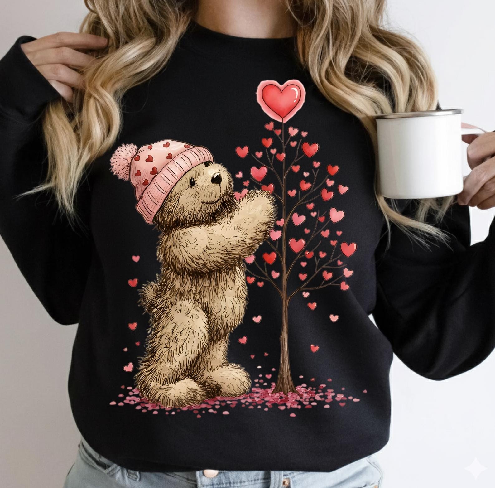 Valentine Teddy Bear PNG, Cute Love Bear With Heart Tree, Romantic ...
