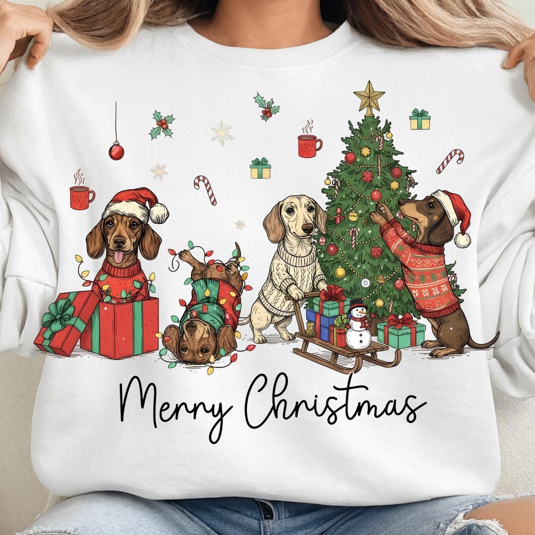 Merry Christmas Dachshund Dog PNG Cute Puppies Christmas Holiday Pet ...
