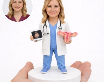 Bobblehead personalizzato con ginecologo - Figurina regalo personalizzata con ginecologo e ostetrico