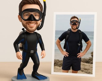 Figura cabezona de buzo personalizada: regalo de buceo personalizado