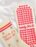 The Life of a Pilates Girl Grip Socks with Glitter Stars Fits US 5-10 / EU 35-41