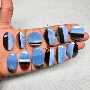 Hand Polished Blue Opal Cabochon, Loose Gemstone