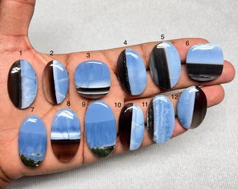 Hand Polished Blue Opal Cabochon, Loose Gemstone