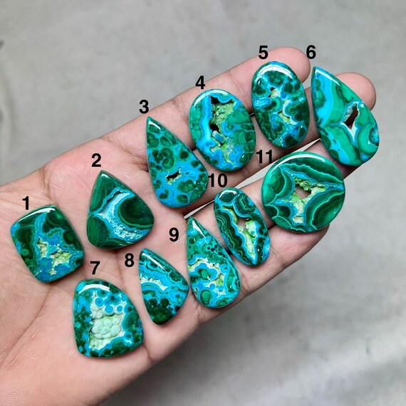 Chrysocolla Malachite Cabochon – Natural Druzy Gemstone for Jewelry