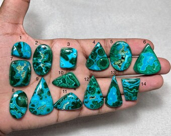Chrysocolla Malachite Cabochon – Natural Druzy Gemstone for Jewelry