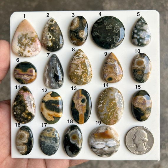 Natural Ocean Jasper Cabochon • Multi-Color Orb Pattern Gemstone • Polished Cab • Jewelry Making Supply