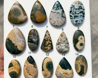 Natural Ocean Jasper Cabochon • Multi-Color Orb Pattern Gemstone • Polished Cab • Jewelry Making Supply