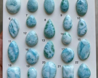 Natural Blue Larimar Cabochon Lot - Gemstone Jewelry Making