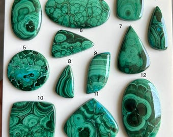 Green Malachite Cabochon: Natural Banded Gemstone for Jewelry