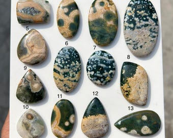 Natural Ocean Jasper Cabochon • Multi-Color Orb Pattern Gemstone • Polished Oval Cab • Jewelry Making Supply
