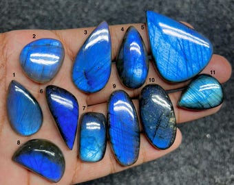 Cabujón de labradorita azul llamativo / Piedra preciosa natural para joyería