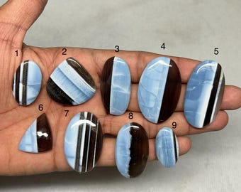 Blue Opal Cabochons, Hand Polished Loose Gemstone for Jewelry Making