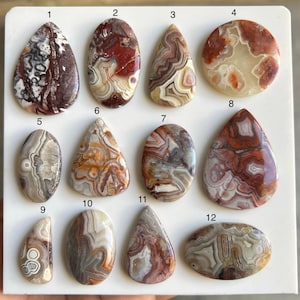 Cabujones de ágata de encaje loco pulidos a mano, piedras preciosas para joyería