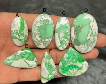 Natural Green Variscite Stone, Spider Web Loose Gemstone