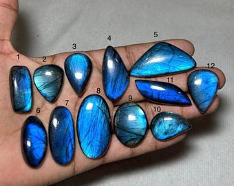Cabujón de labradorita azul fuego natural, material para la fabricación de joyas, piedra preciosa de diseño.
