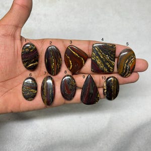 Iron Tiger Eye Cabochon: Natural Agate Gemstone, Polished Stone