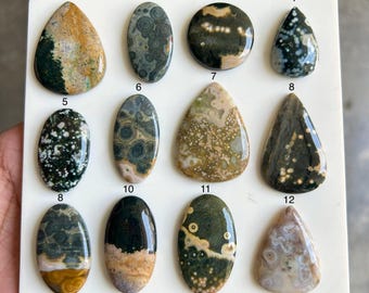 Natural Ocean Jasper Cabochon • Multi-Color Orb Pattern Gemstone • Polished Oval Cab • Jewelry Making Supply