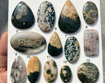 Natural Ocean Jasper Cabochon • Multi-Color Orb Pattern Gemstone • Polished Cab • Jewelry Making Supply