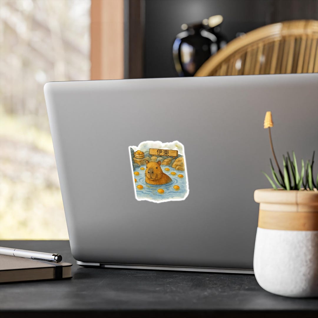 Vinyl Decal Sticker, Ito Japan Capybara in Onsen, Laptop Decal, Car ...