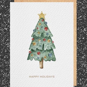 Happy Holidays Christmas Tree Card, Incl. Kraft Envelope