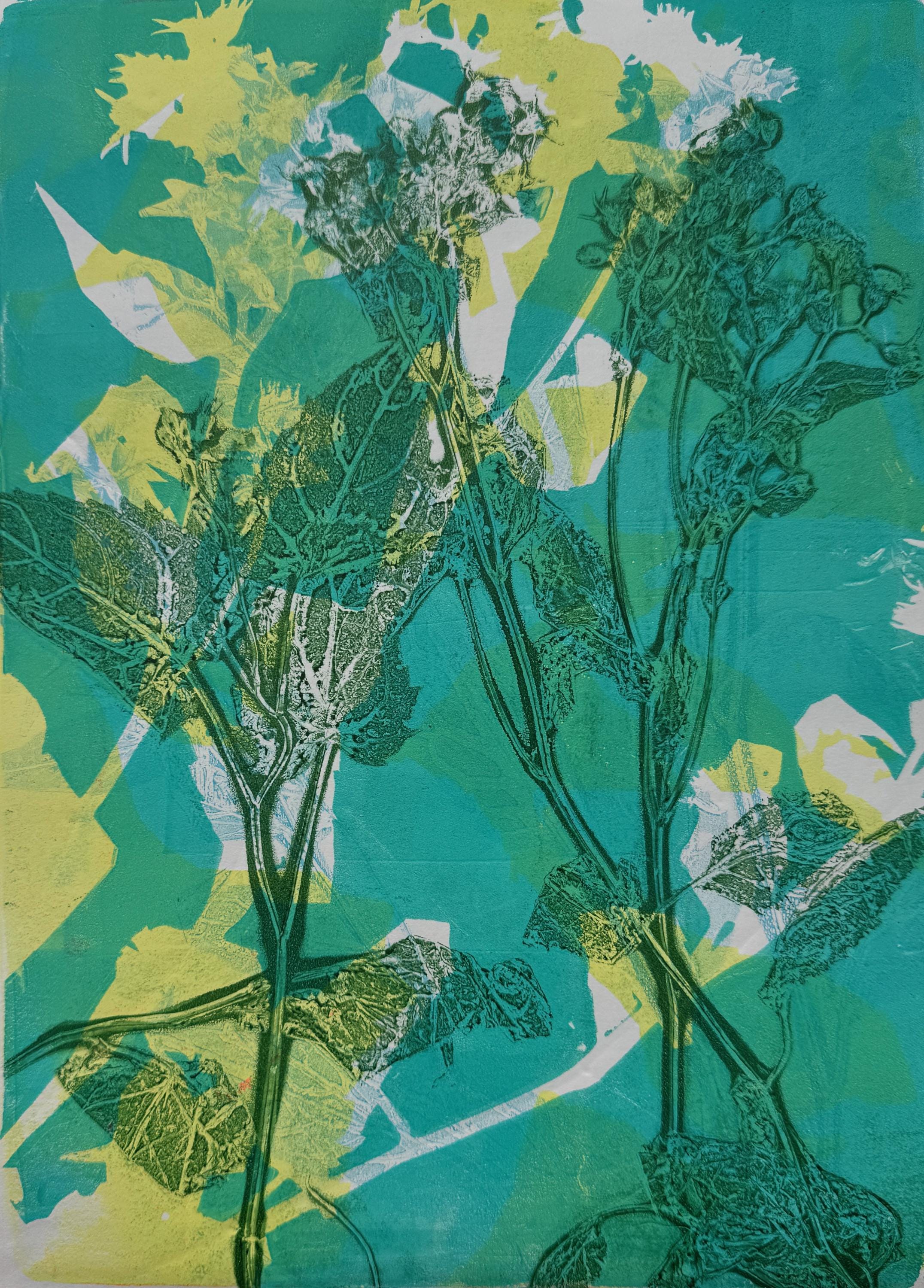 Prints - 9"x12" Botanical Monoprint on 11"x14" Paper - Wild Flowers