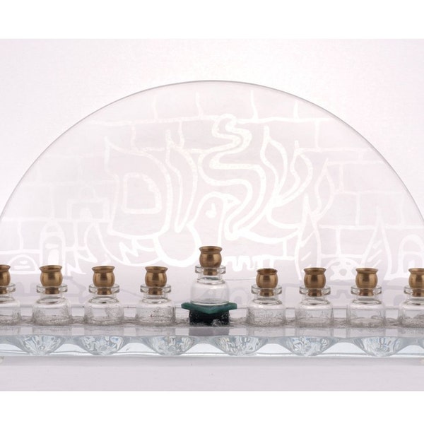 A Menorah for Hanukkah - Hand Etched Glass