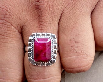 Natürlicher Rubin Ring, 925 Sterling Silber Ring, Handgemachter Ring, Rubin Schmuck, Statement Ring, Edelstein Ring, Frauen Ring, Geschenk für Jahrestag,