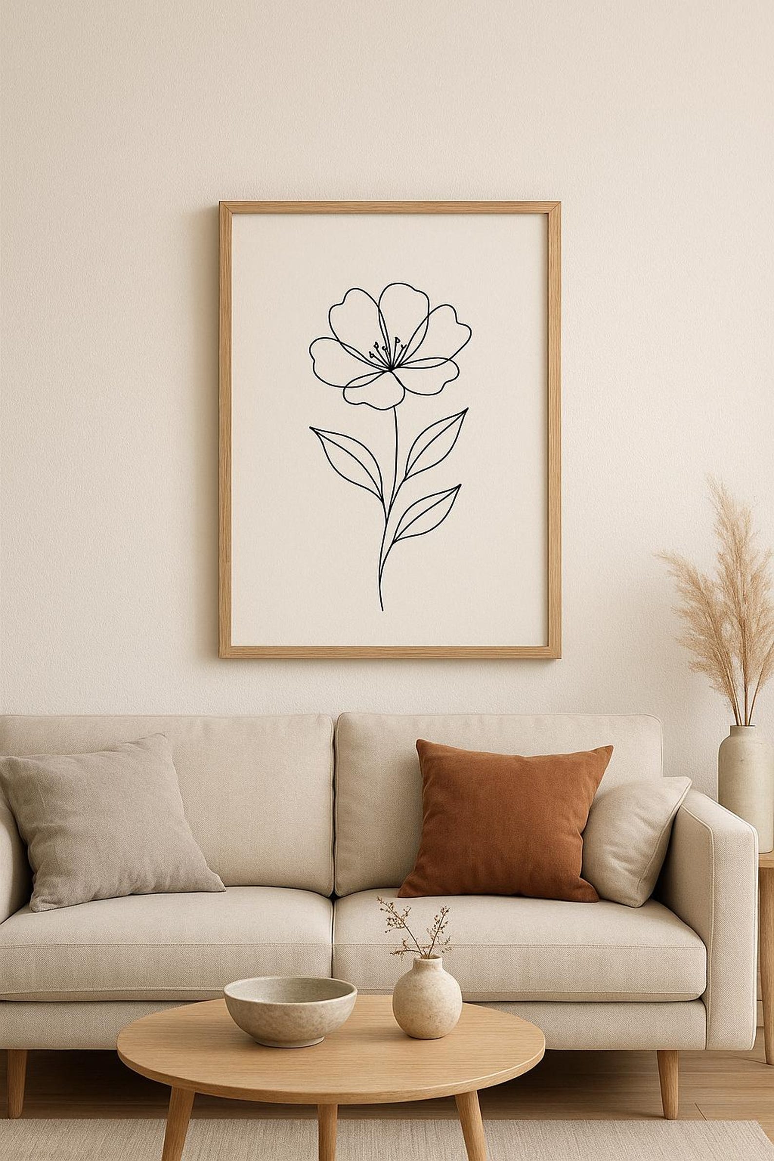 Botanical Flower Line Art Print: Minimalist Elegant Home Decor - Etsy