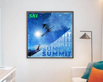 Affiche Ski Minimaliste – Poster Montagne à Imprimer – Idée Cadeau Sports d’Hiver
