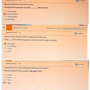 HESI A2 Entrance Exam Grammar section for 2025 Screenshots.