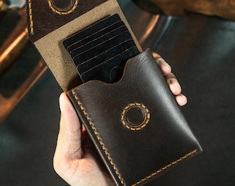 Flap Wallet Magnetic Closure Hand Crafted Wallet, Trifold Style, Anniversary Birthday Father's Day Gift