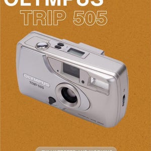 Fotocamera Olympus Trip 505 — Fotocamera compatta da 35 mm, obiettivo 28 mm f/6.7 senza messa a fuoco, flash incorporato, testata, regalo fotografico