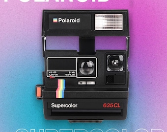Polaroid supercolor 635 600 type cl black rainbow instant camera vintage 80s polaroid 600 film tested retro photo gift for collector