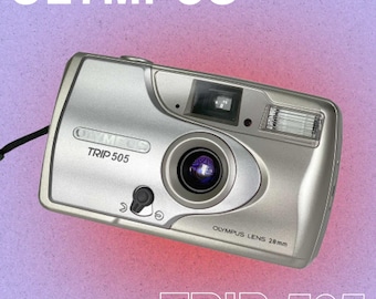 Olympus trip 505 35 mm film camera - compact point and shoot, built-in flash, tested
