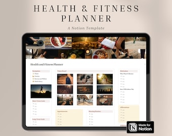 Fitness Planner Notion Template, Digital Workout Plan, Weight Loss, Weekly Meal Planner, Health Notion, Daily Exercise, Fitness Challenge