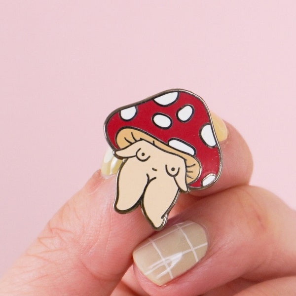 Mushroom Enamel Pin- Feminist Cottagecore Art Garden Plant Illustration Woodland Fairy Accessories Body Positivity