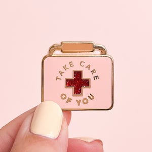 Self Care Enamel Pin- Take Care of You Feminist Art Feminist Gift Wellness Self Love Girl Power First Aid Nurse Enamel Pin Healthcare Doctor