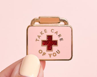 Self Care Enamel Pin- Take Care of You Feminist Art Feminist Gift Girl Power First Aid Nurse Enamel Pin Healthcare Doctor