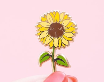 Sunflower Enamel Pin Feminist Art- Sun Flower Illustrated Original Art Plant Gardeners Florist Fall Flowers Original Artwork