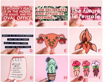 Feminist Sticker Set- Vinyl Cute Illustrated Feminist Gift Waterproof Decal Bumper Sticker Water Bottle Car Laptop Planner Journal