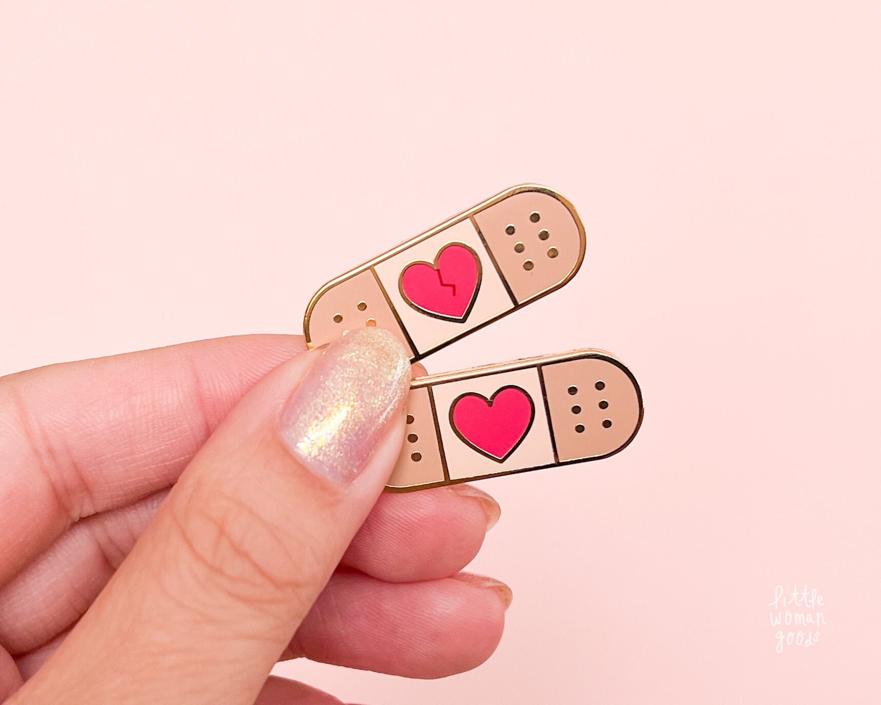 Self Care Enamel Pin- Heartbreak Original Feminist Art Gift, Girl Power, Cute Red Heart Bandaid Lapel Pin, Self-Love, Feelings