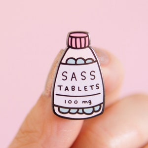 Sass Tablets Enamel Pin- Feminist Enamel Pin Gift Girl Power Empowering Women Funny Cute Pink Enamel Pin