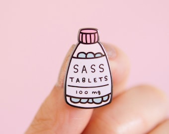 Sass Tablets Enamel Pin- Feminist Enamel Pin Gift Girl Power Empowering Women Funny Cute Pink Enamel Pin