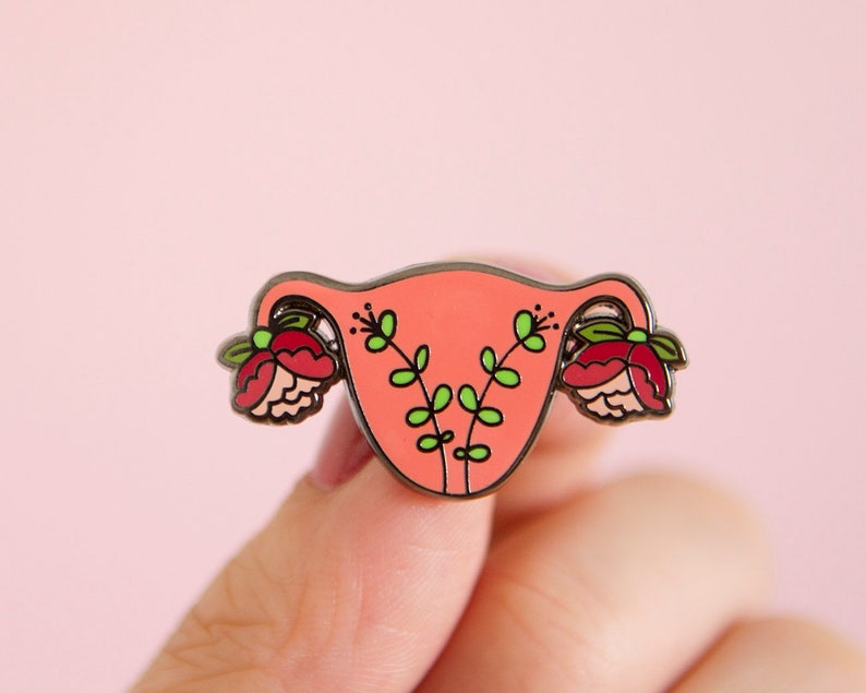 Uterus Enamel Pin Feminist Art Blooming Uterus Feminist Gift Cuterus Women' Rights Reproductive Rights Girl Power Art Baby Shower image 1