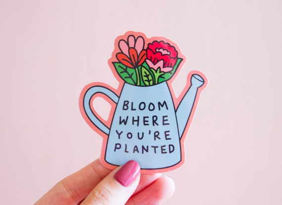 Bloom Where You're Planted Waterproof Vinyl Sticker, Die Cut