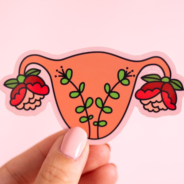 Feministischer Uterus Aufkleber Blooming Uterus- Illustrierte Frauenrechte Reproduktionsrechte Doula OGBYN Wasserdichter Vinyl Aufkleber Autoaufkleber