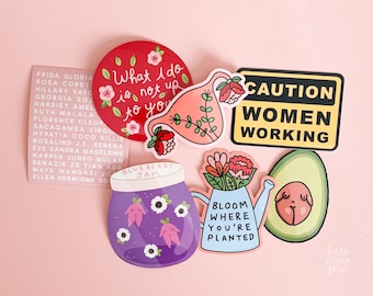 Paquete de pegatinas feministas: vinilo ilustrado, regalos feministas para ella, calcomanía impermeable para parachoques, calcomanía para botella de agua, calcomanía para auto, laptop.