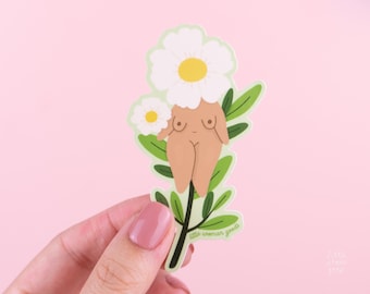 Floral Vinyl Sticker- Feminist Girls Floral Illustration Girl Power Female Empowerment Laptop Decal Planner Sticker Waterproof Original Art