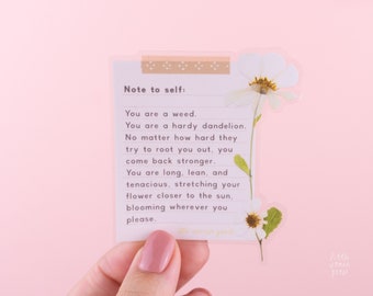 Motiverende bloem vinyl sticker-opmerking voor zelf feministische inspirerende citaat woorden van bevestiging empowerment laptop sticker planner waterdicht